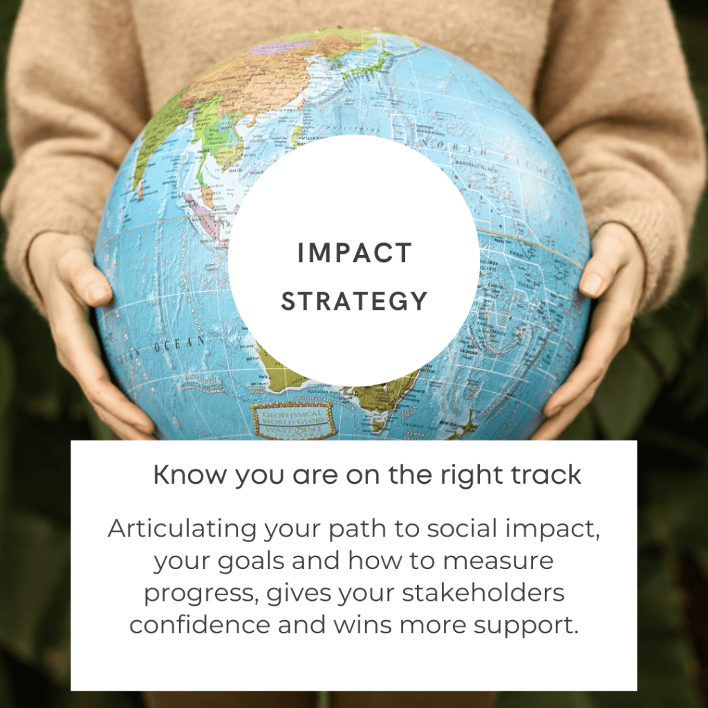Impact Strategy - Know you are on the right track. Articulating your path to social impact, your goals and how to measure progress, gives your stakeholders confidence and wins more support.